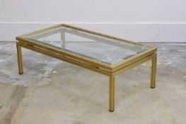 A Pierre Vandel brass framed low table