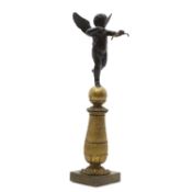A bronze and gilt bronze figure of Cupid,