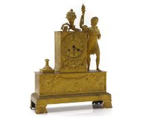 A gilt-metal mantel clock,