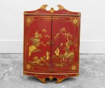 An Anglo-Japanned corner cupboard,