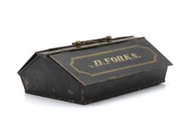 A toleware cutlery holder,