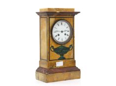 An Empire sienna marble mantel clock,