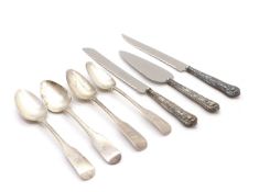 A set of four Irish silver fiddle pattern tablespoons