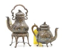 A French silver spirit kettle and stand,