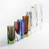 A group of seven Murano glass vases,