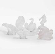 A collection of Lalique glass animals,