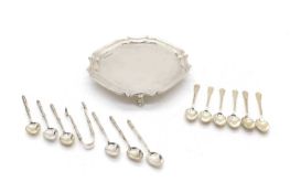 A silver card tray,