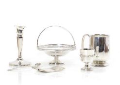 A collection of silver items,