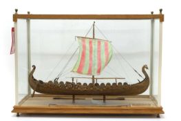 A handbuilt model of a viking boat 'Skuldelev',