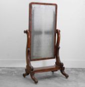 A William IV mahogany cheval dressing mirror,