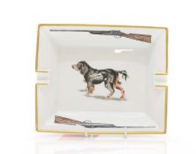 A Hermes porcelain 'Water Spaniel' ashtray,