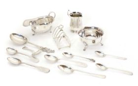 A collection of silver items,