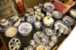 A collection of Spode blue and white printed tea and dinner wares,