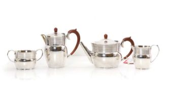 A silver four part tea service,