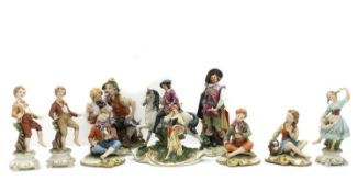Eight Capodimonte figures,