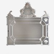 A Venetian-style glass overmantel mirror,