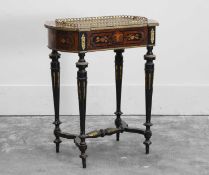 A kingwood and floral marquetry jardiniere table,