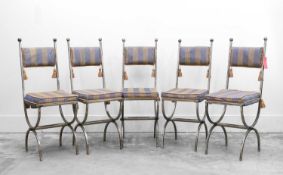 A set of six bespoke steel chairs,