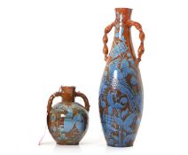 Two C H Brannam Pottery twin-handled vases,