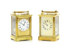 Two brass carriage clocks,