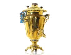 A large Russian brass samovar,