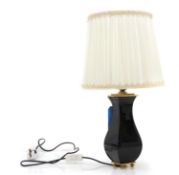A Baccarat black glass and gilt-bronze table lamp,