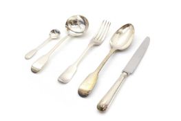 A silver Fiddle pattern table service for eight place settings,