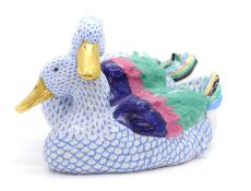 A Herend porcelain model of two ducks,