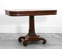A mahogany foldover card table,