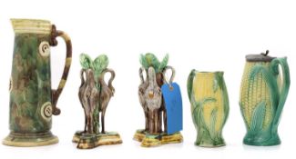 A collection of Majolica pottery,