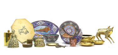 A group of metalware,