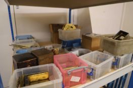 A collection of clockmakers parts, spares and accessories,