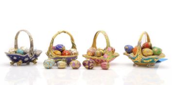 A collection of Faberge style eggs,