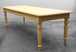 A white painted farmhouse table,