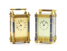 Two brass cased carriage timepieces,