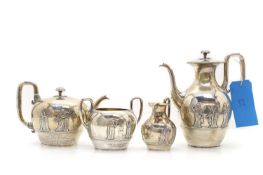 A four-piece tea service,
