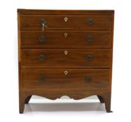 A miniature mahogany chest of drawers,