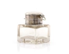 A silver-mounted combination timepiece inkwell,