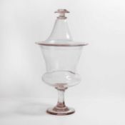 A glass pedestal vase and cover,