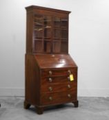 A late George III mahogany bureau bookcase