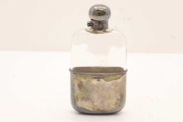 A silver mounted glass hip flask,