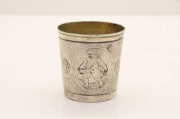 A silver beaker,