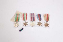 A group of World War Two medals,