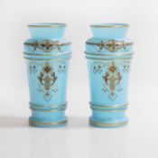A pair of French opaline glass vases,