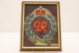 A George V Royal Engineers embroidered regimental badge,