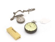 A silver open-faced pocket watch,