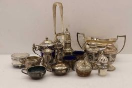 A collection of silver items,