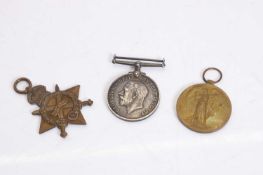 A group of World War One medals,
