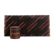 A printing block and a straw mounted tin string box,