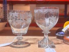 Two engraved glass rummers,